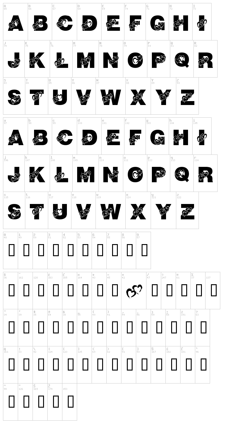 LMS School Girl Crush font map